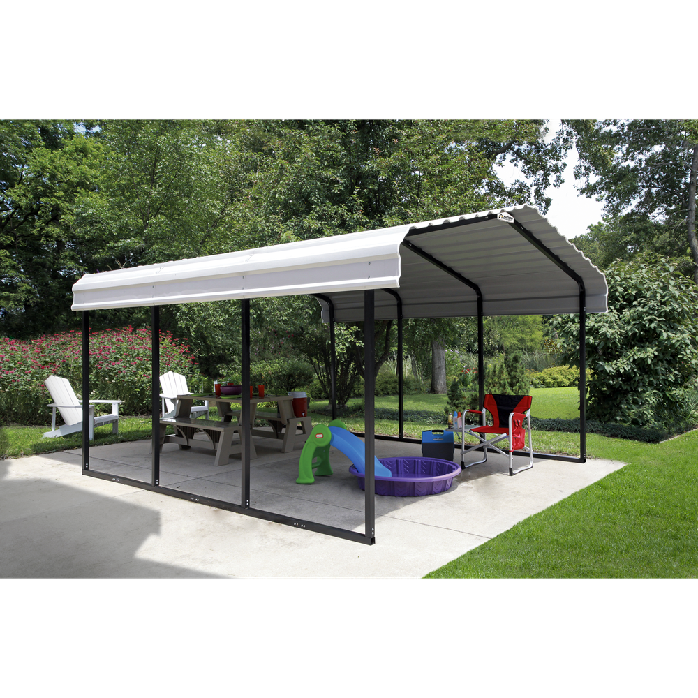 Arrow Steel Carport Galvanized In Black