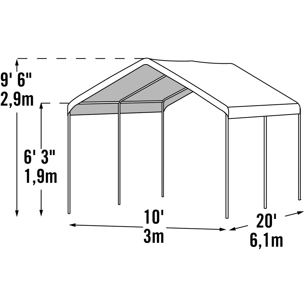 Shelterlogic Maxap Gazebo Canopy With 6 Legs 10 x 20 Ft.
