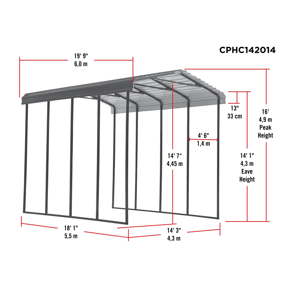 Arrow 14 x 20 x 14 Ft. Carport