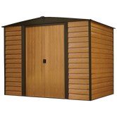 Arrow Woodridge Steel Shed In Coffee/Woodgrain