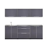 Newage Products Outdoor Kitchen Cabinets Slate Gray Aluminum 7-Piece Set With 3-Drawer Cabinet And 64" Countertop
