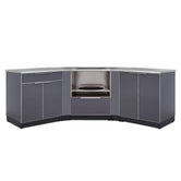Newage Products Outdoor Kitchen Cabinets Slate Gray Aluminum 7-Piece Set With Kamado Cabinet And (2X) 32" Countertops