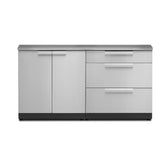 Newage Products Outdoor Kitchen Cabinets Stainless Steel 3-Piece Set With 3-Drawer Cabinet And 64" Countertop